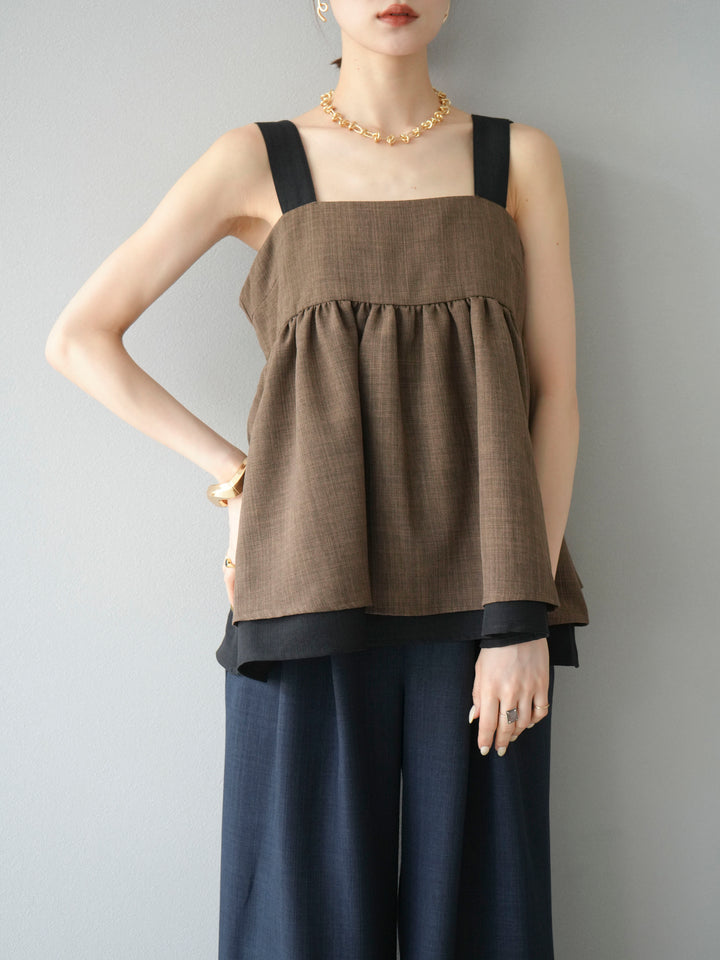[SET]リネンライク配色フレアタンクトップ+選べるアクセセット(2set)
