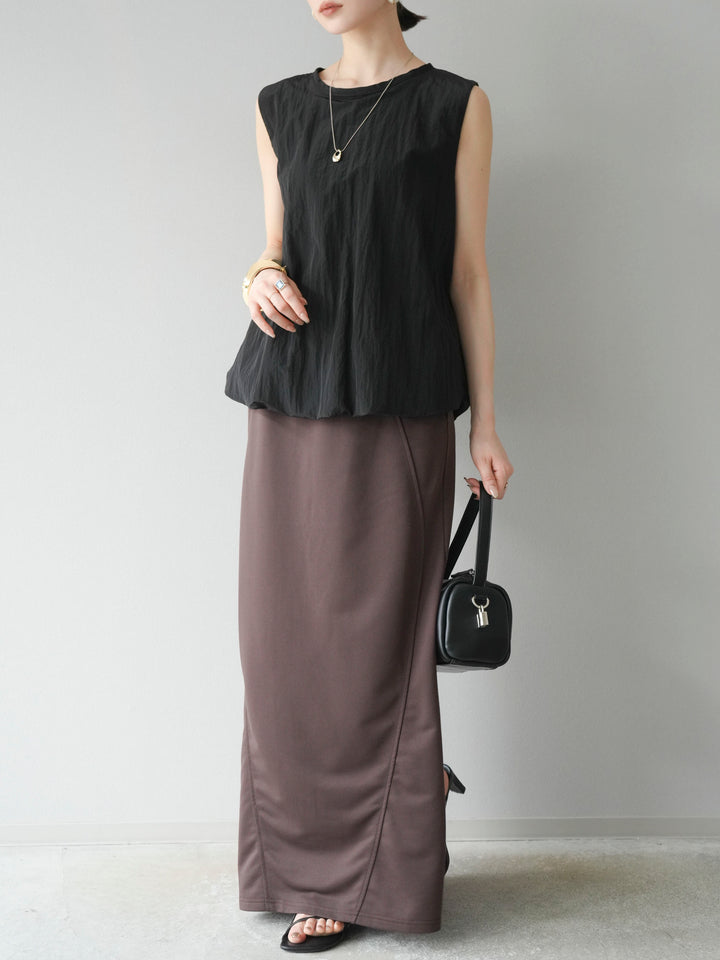 [予約]スウェットロングスカート/ブラウン