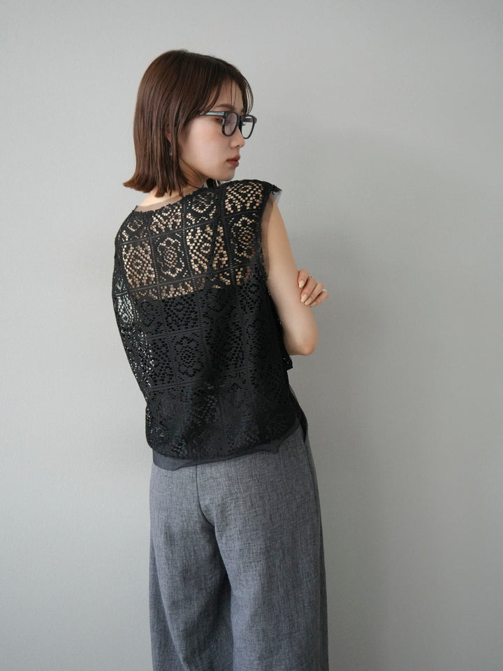 [予約]ブロックレースベスト/ブラック