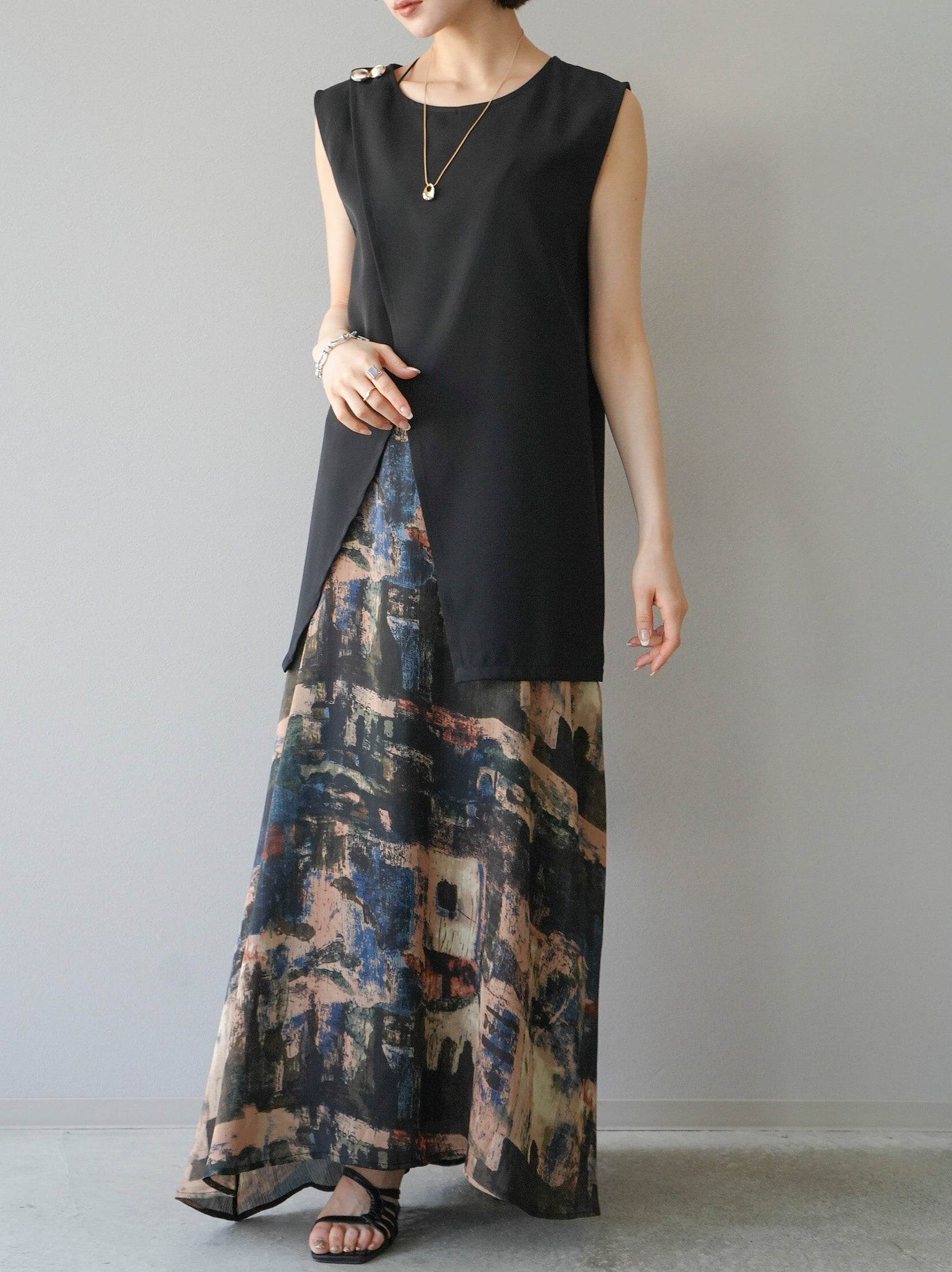 ユキ★ESSENTIAL レイヤードデザインリブトップス ブラック 予約]レイヤードデザインベスト/ブラック – Lumier