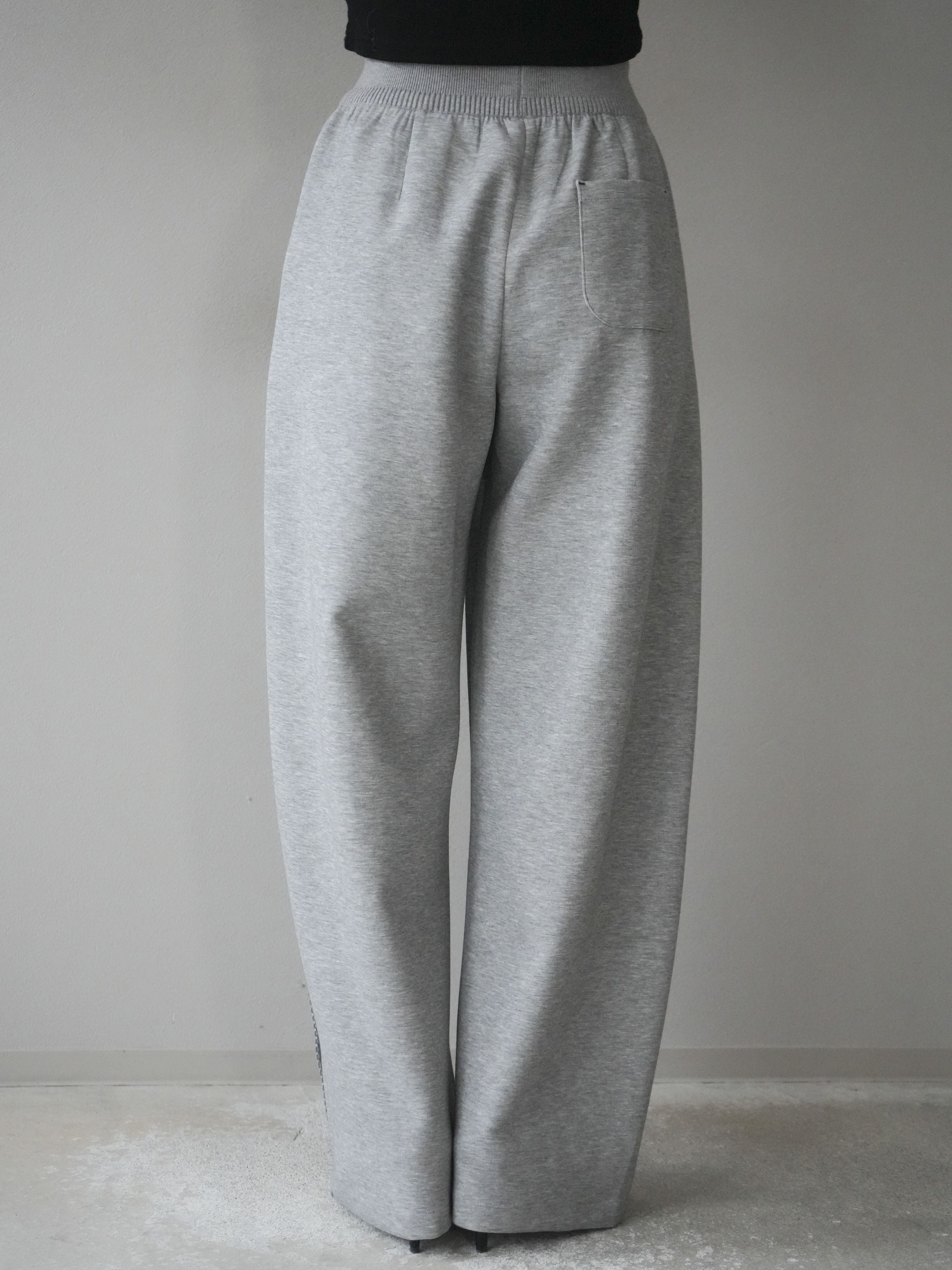 予約]ステッチデザインウエストリブニットスエットパンツ/lightgray