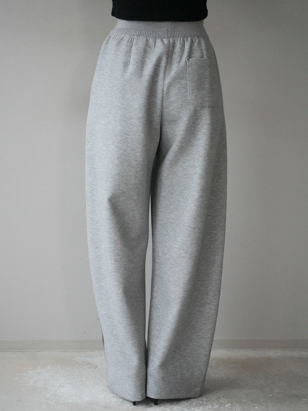 [予約]ステッチデザインウエストリブニットスエットパンツ/lightgray