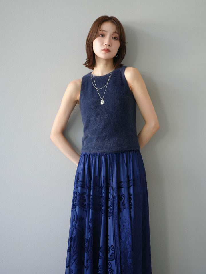 [予約]シャギーニットタンクトップ/ネイビー