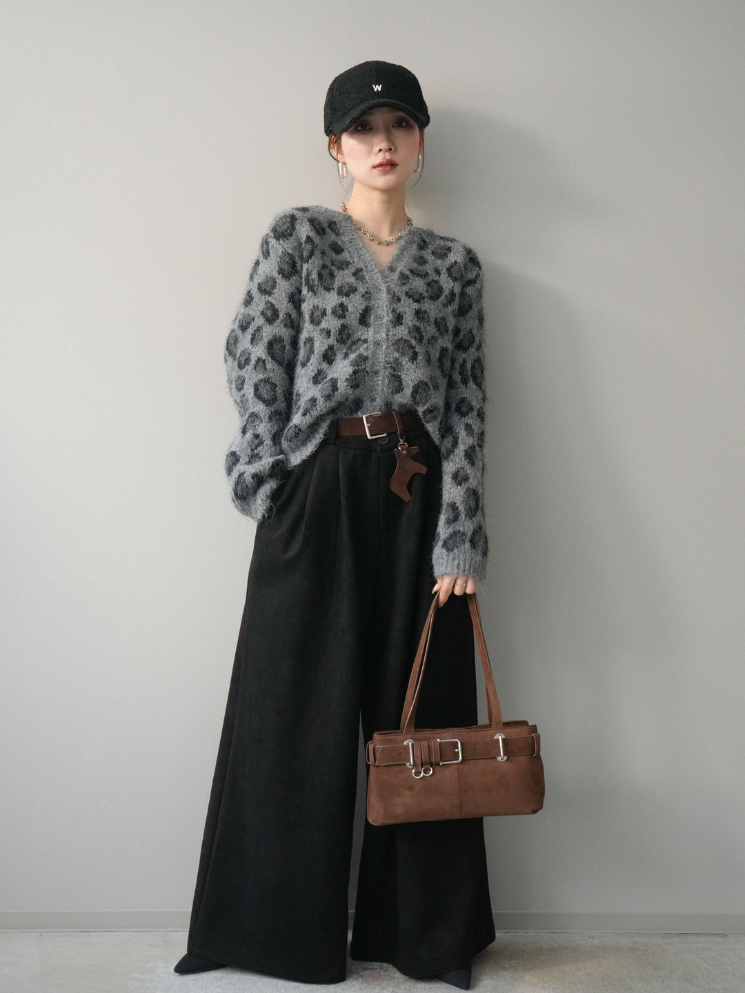 [SET]モチーフベルト付スエードタックワイドパンツ+モチーフベルト付スエードタックワイドパンツ(2set)