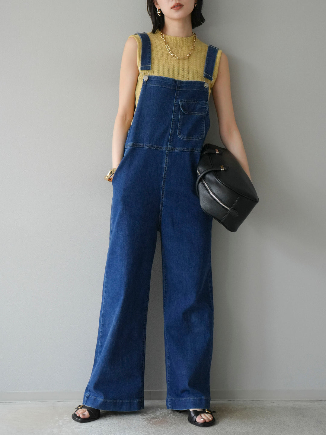 【預購】彈性牛仔寬褲/藍色