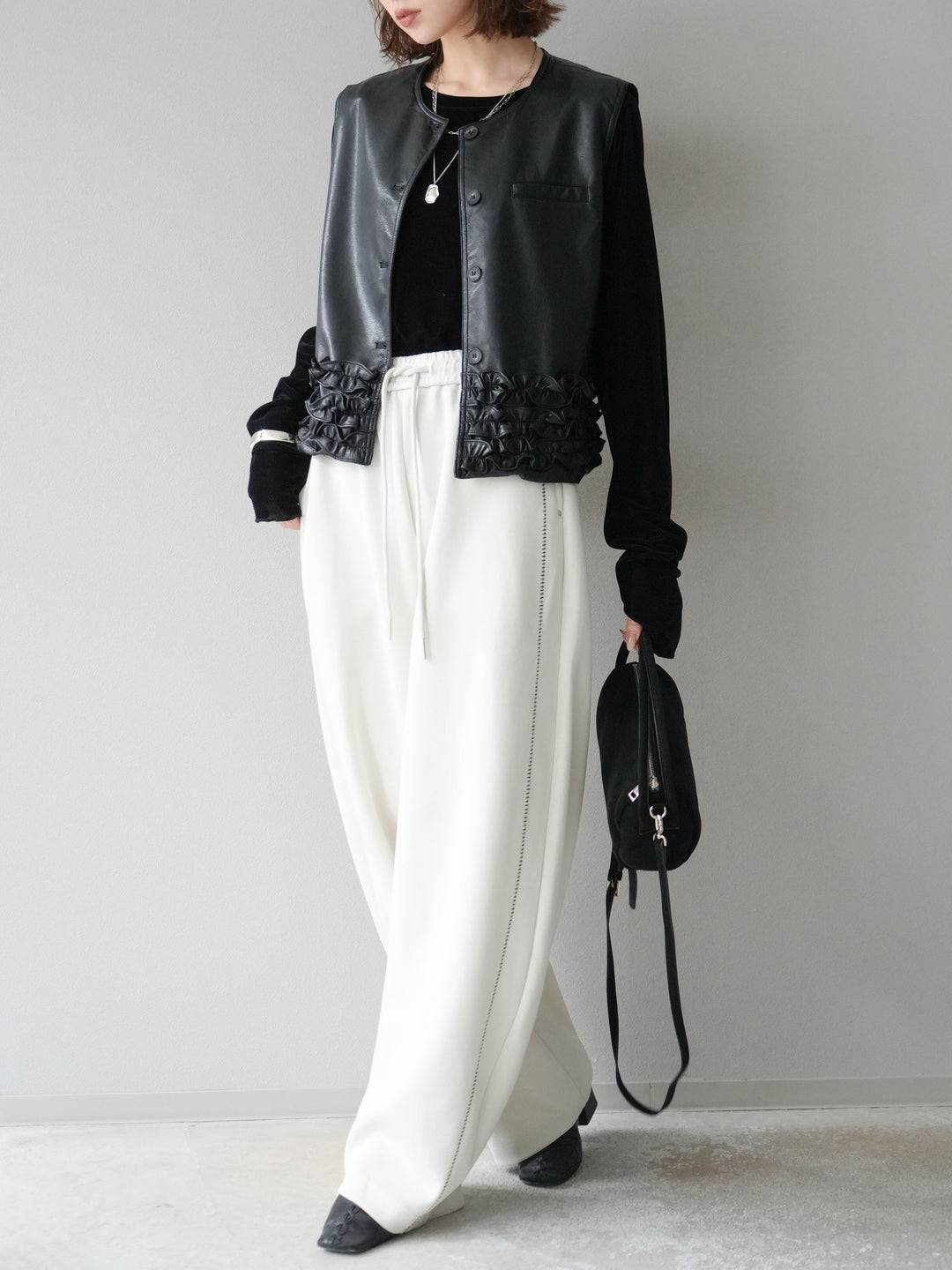 [予約]ハンドステッチ風スウェットパンツ/アイボリー