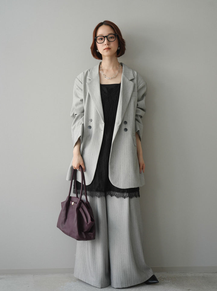 [予約]ダブルボタンヘリンボーンジャケット/lightgray