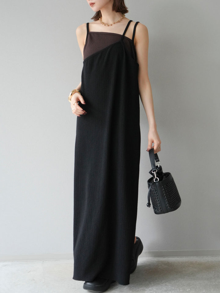 [予約]バイカラーレイヤードキャミワンピース/ブラック