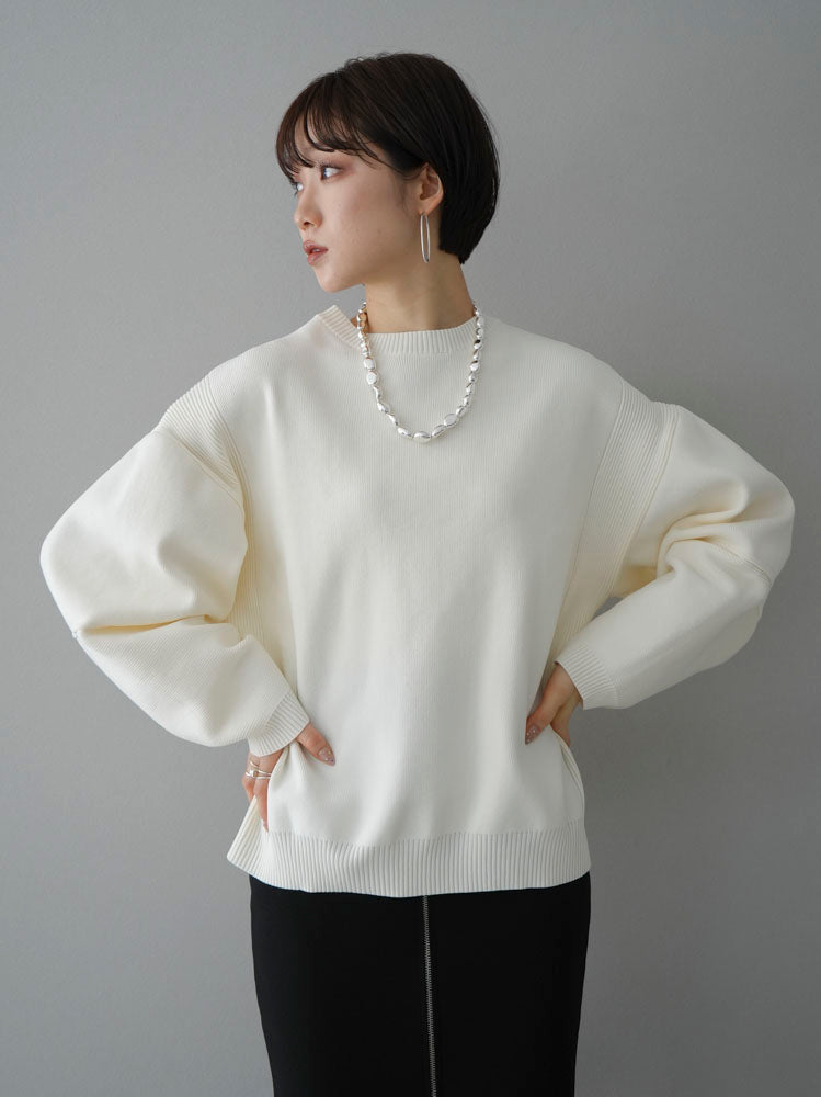 [Pre-order] Back zip Milan rib knit pullover/off