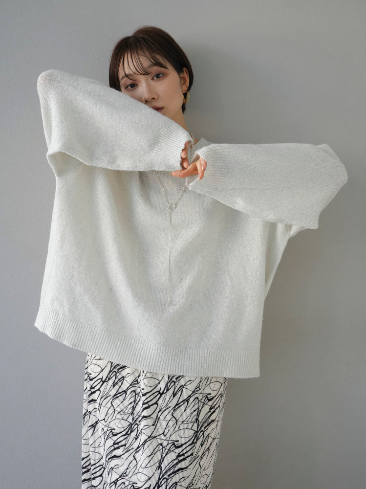 [Pre-order] Lamez Sequin Knit Pullover/Off-White