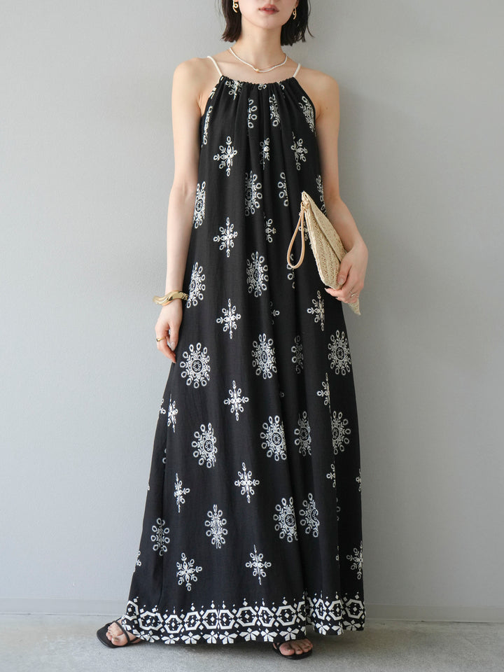 【預購】民族風吊帶洋裝/黑色