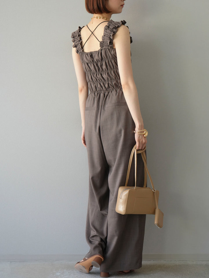 [予約]ヘザーエステルシャーリングサロペット/ブラウン