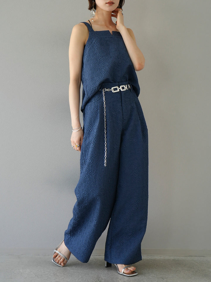 [Pre-order] Puffy jacquard wide pants/blue