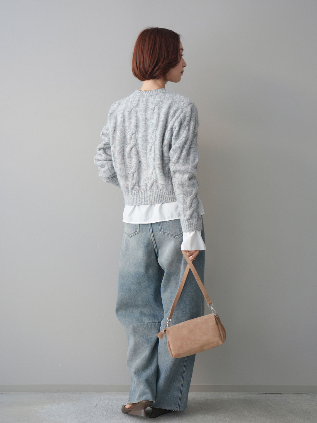 [予約]裏起毛カットオフカーブデニムパンツ/blue