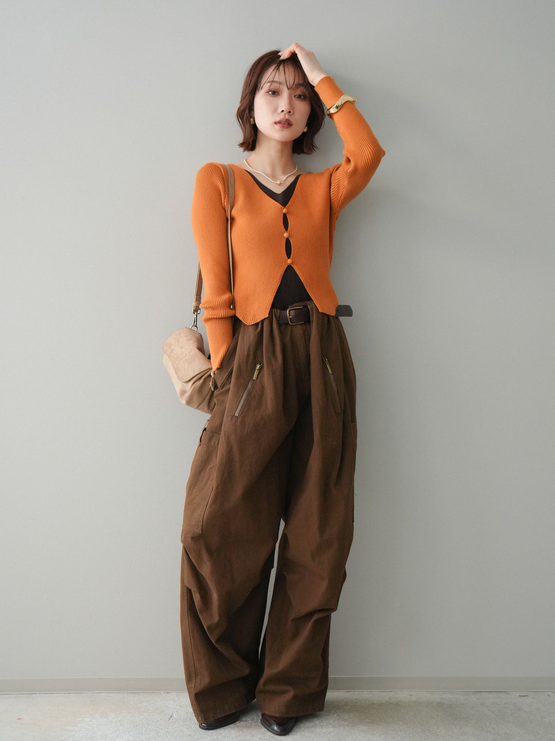 [予約]コットンタックループパンツ/brown