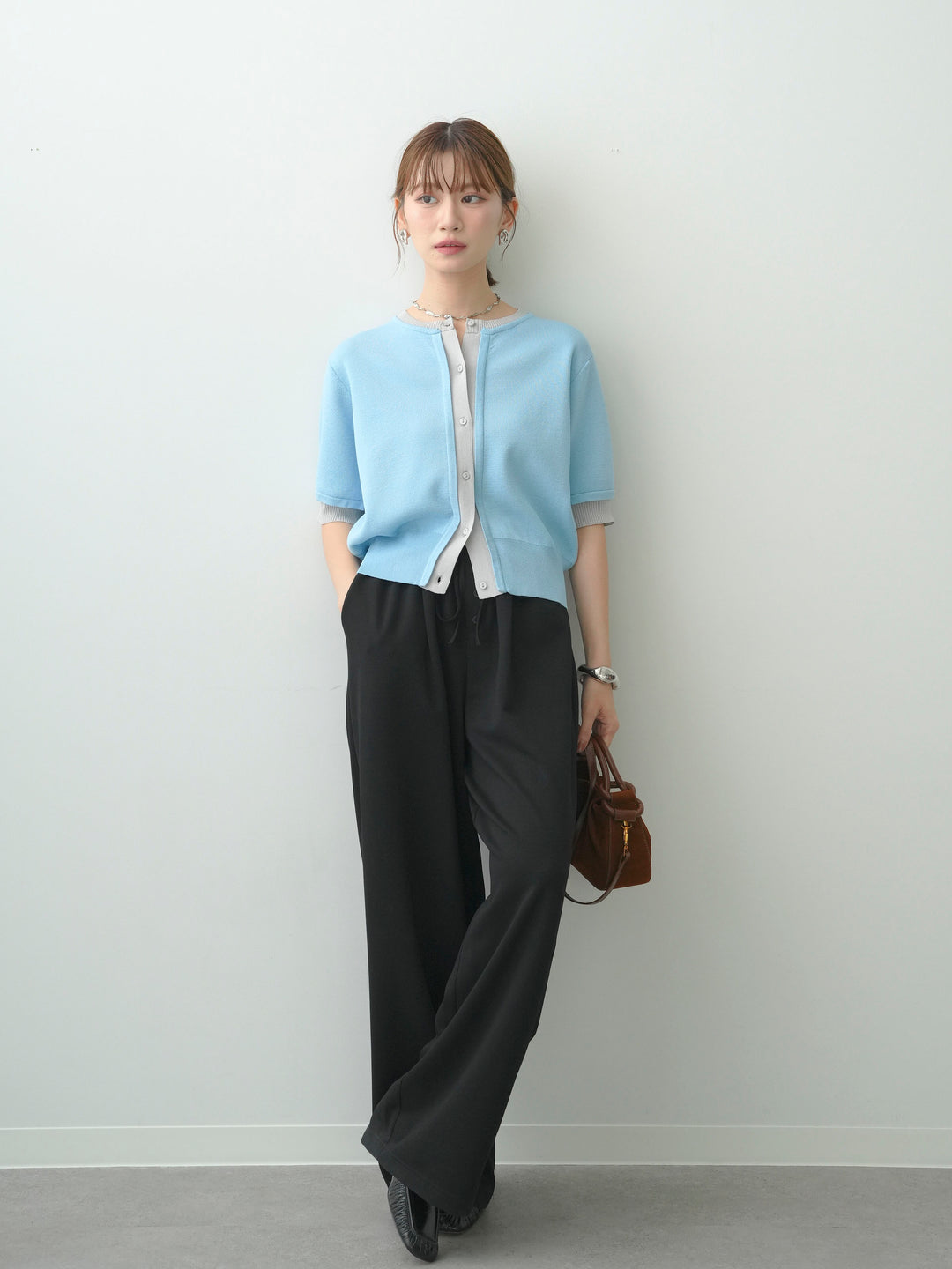 【套裝】雙色滾邊半開襟衫 + 可選配件套裝（2 套）