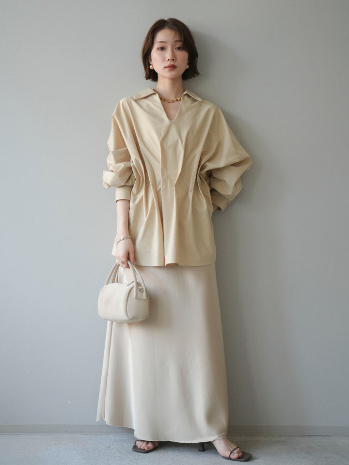[予約]ウエストギャザースキッパーシャツ/beige