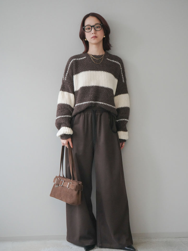 [予約]配色パイピングイージーパンツ/brown