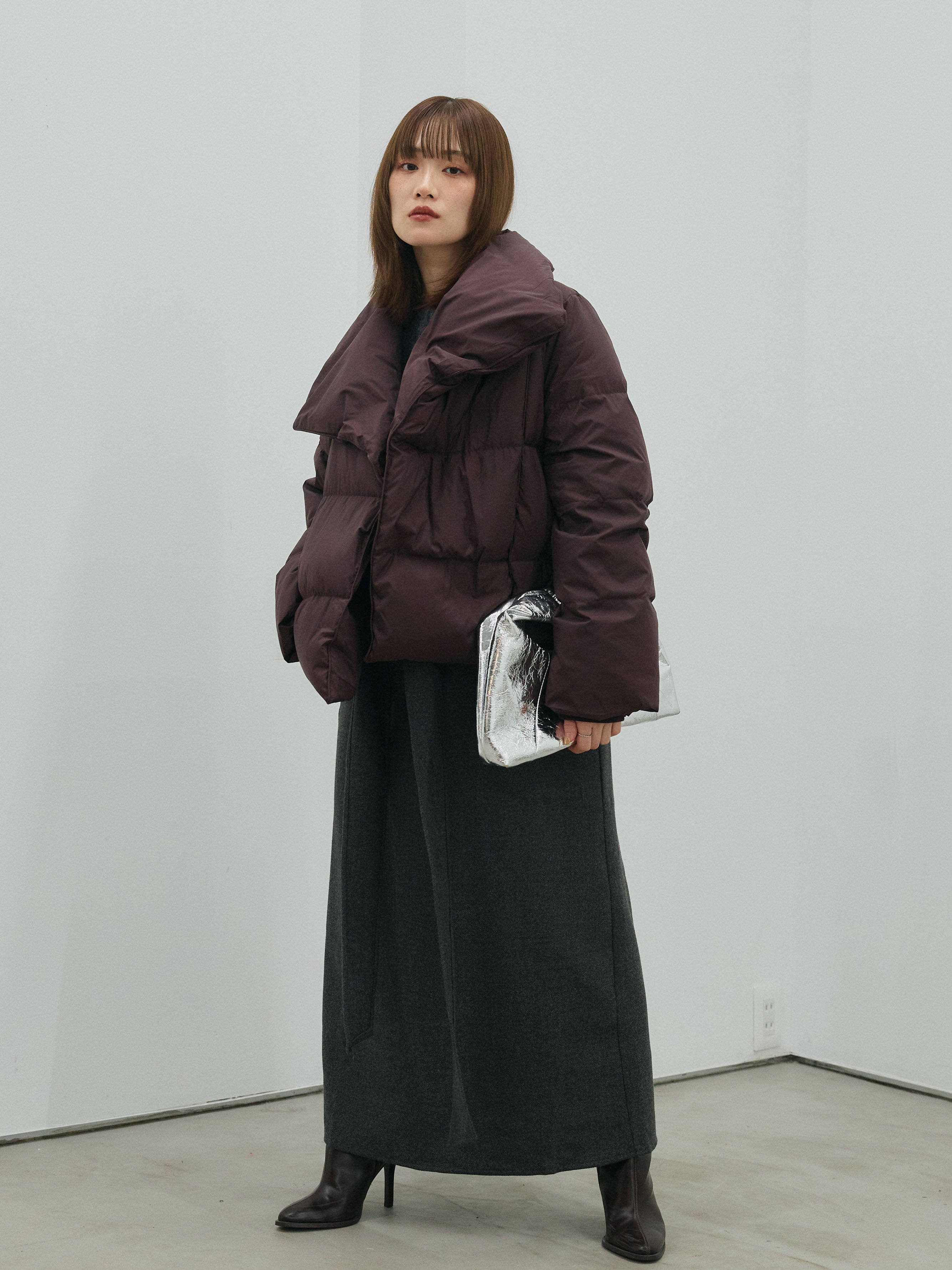 予約]ウールタッチウエスト巻きスカート/charcoal – Lumier