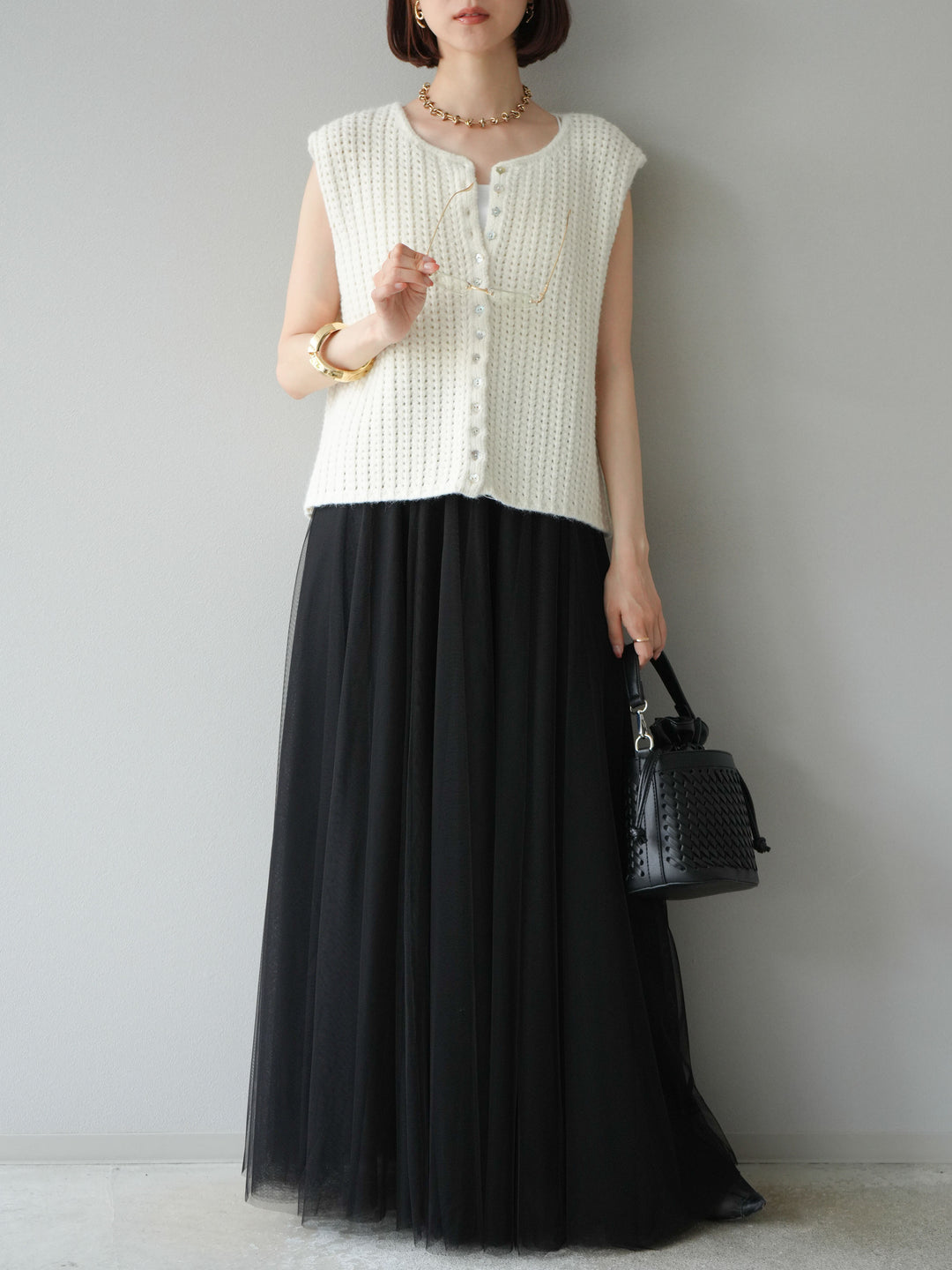 [予約]チュールボリュームスカート/ブラック