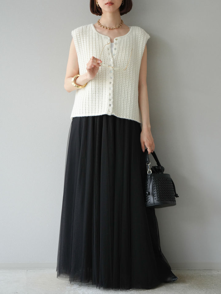 [予約]チュールボリュームスカート/ブラック