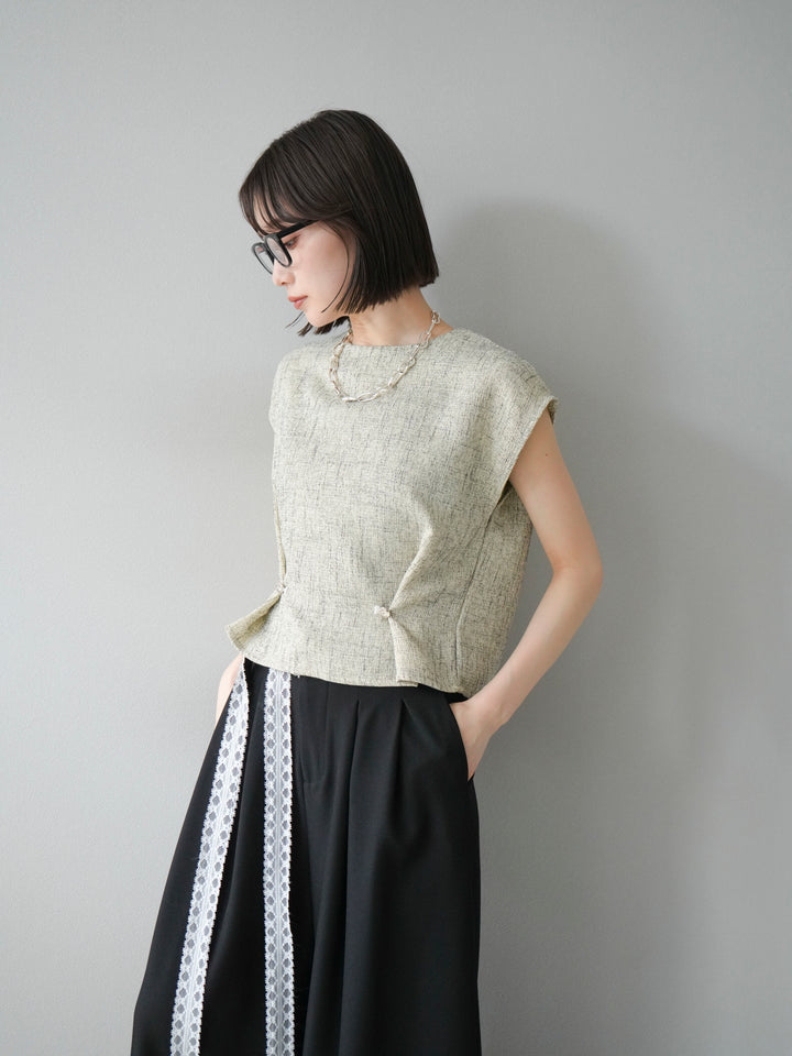 [予約]サマーツイードぺプラムブラウス/ベージュ