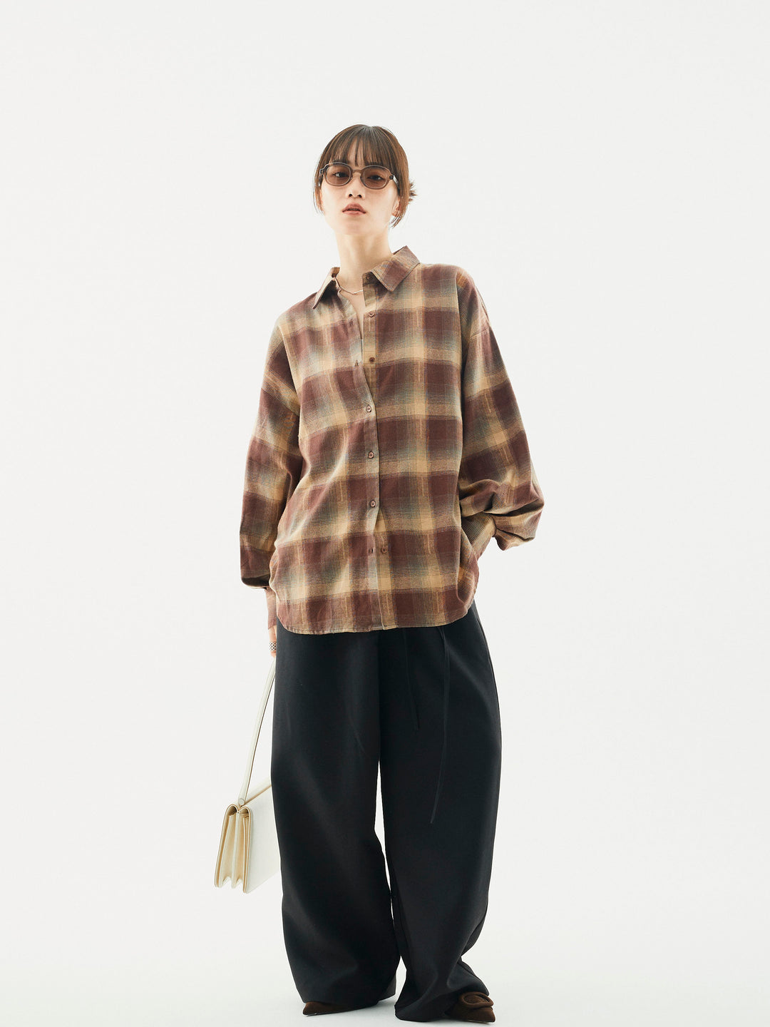 [予約]ラップデザインタックワイドパンツ/ブラック