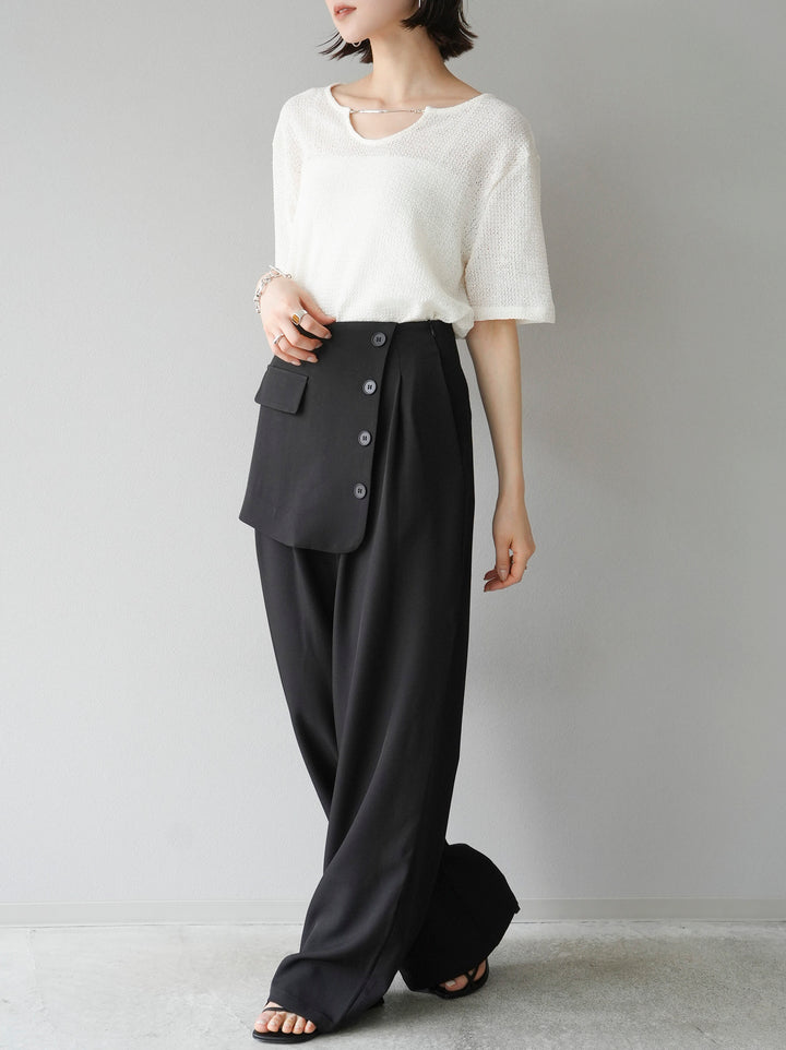 [Pre-order] Front flap slacks pants/black