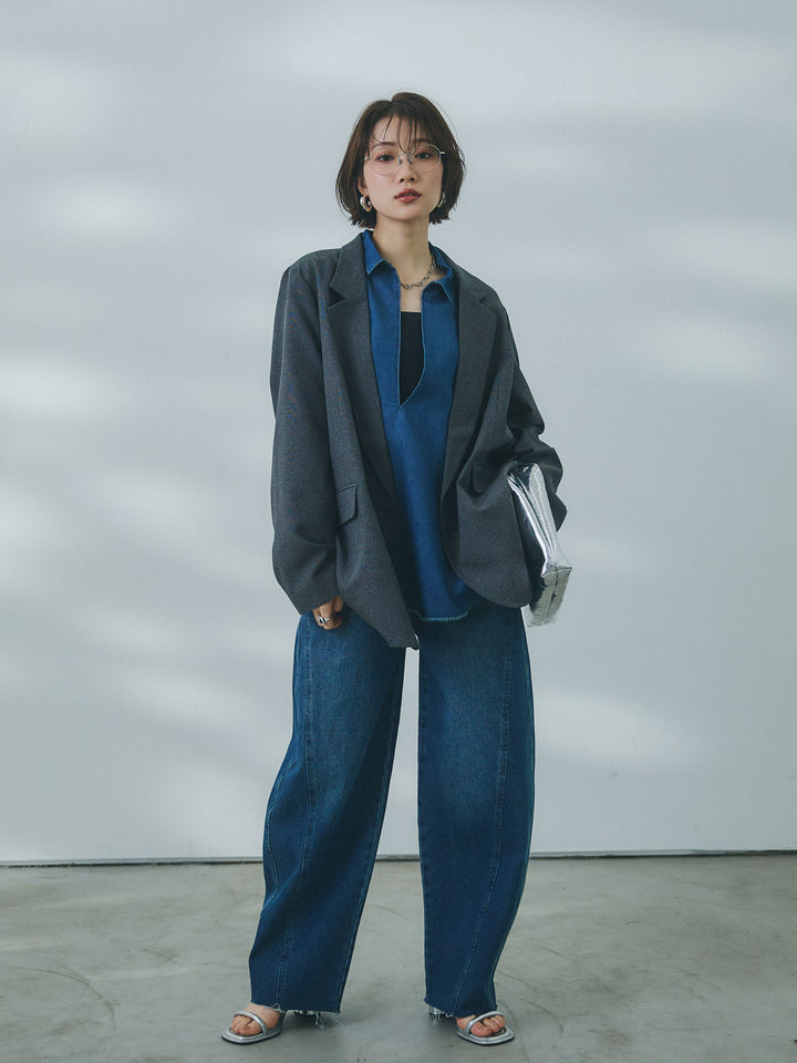 【Allure】[SET]杢調ライトテーラードジャケット+杢調ライトテーラードジャケット(2set)