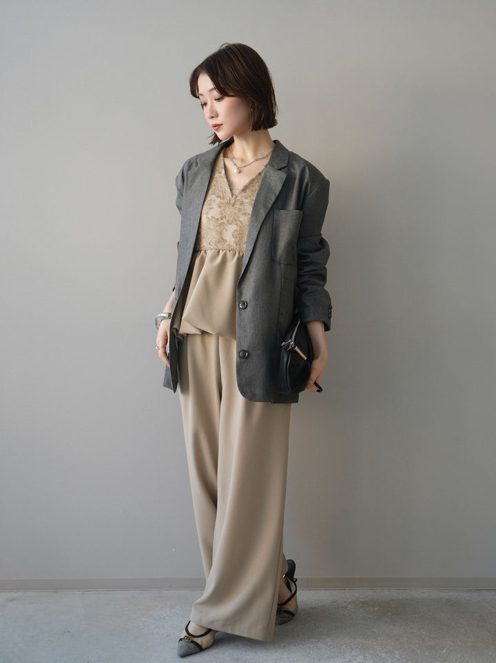 [SET]ジャガードレースぺプラムドッキングサロペット+選べるアクセセット(2set)