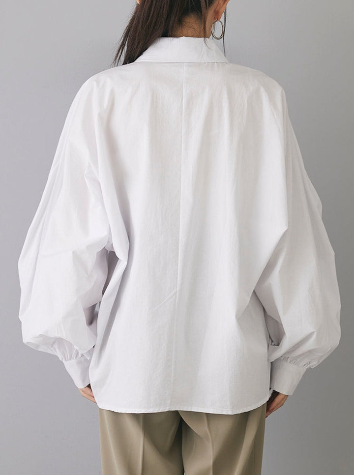 [Pre-order] Front tuck volume long sleeve shirt/white