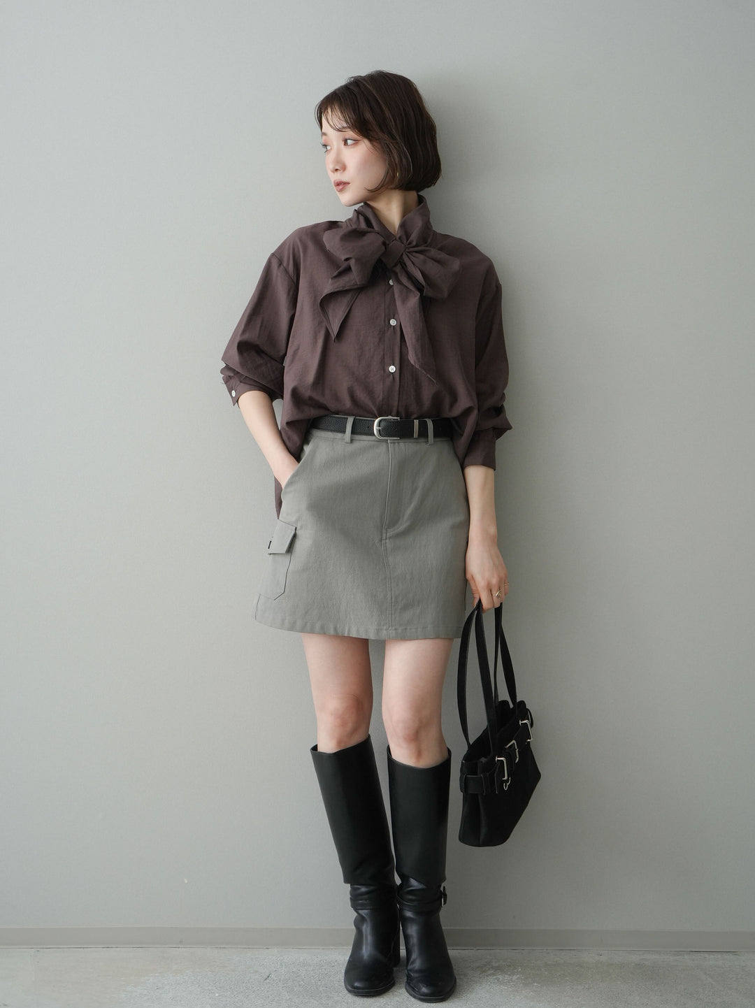 [予約]シアーボウタイブラウス/brown