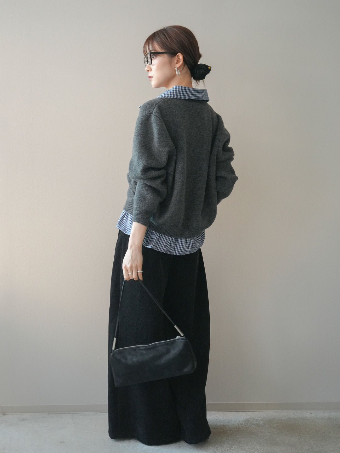 [SET]チェックシャツ襟ニットカーディガン+チェックシャツ襟ニットカーディガン(2set)