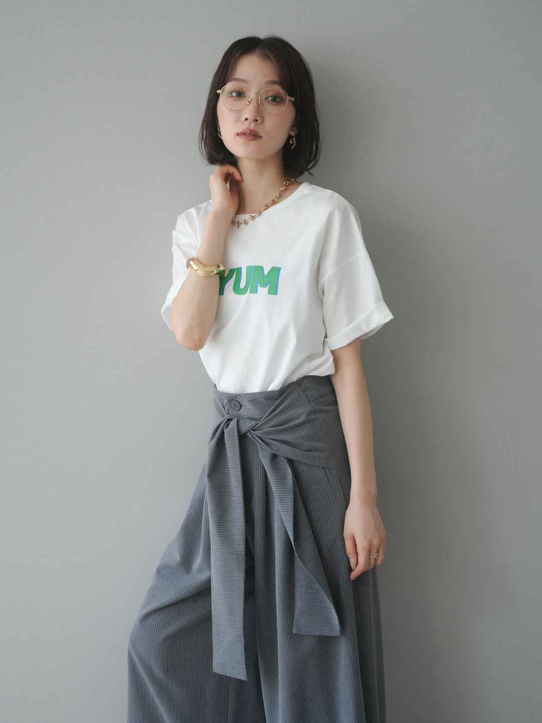 [預購] “NYUM” 標誌印花 Dry Touch 棉質 T卹/米白色