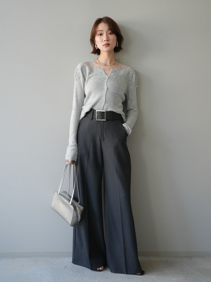 [SET]ショルダーレースニットカーディガン+ショルダーレースニットカーディガン(2set)