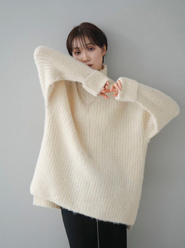 予約]モヘアタッチ片畦編みニットプルオーバー/オフ – Lumier