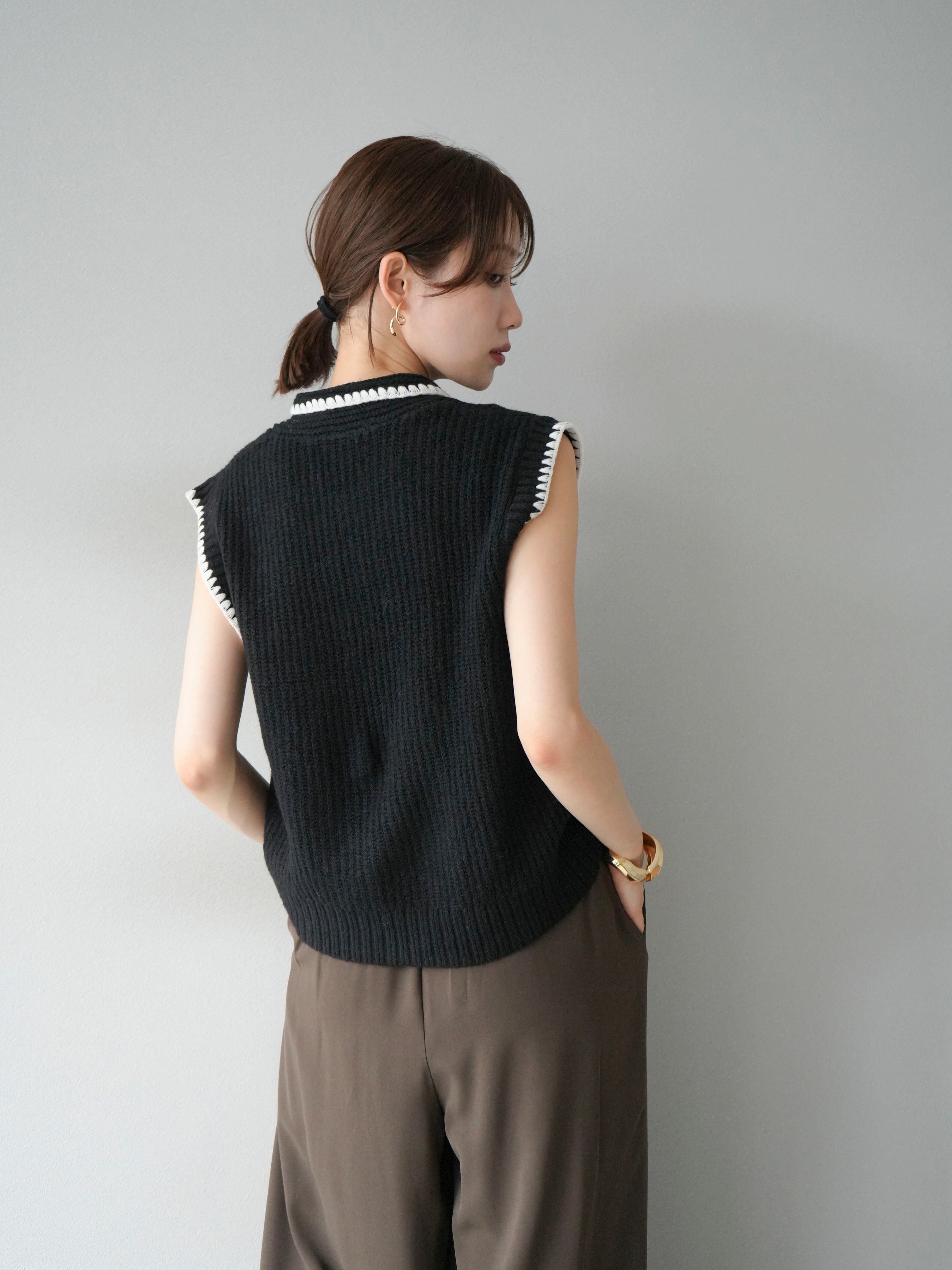 pois ポワ　knit vest　ニットベスト ブラック pois ポワ knit vest ニットベスト ブラック pois ポワ knit vest