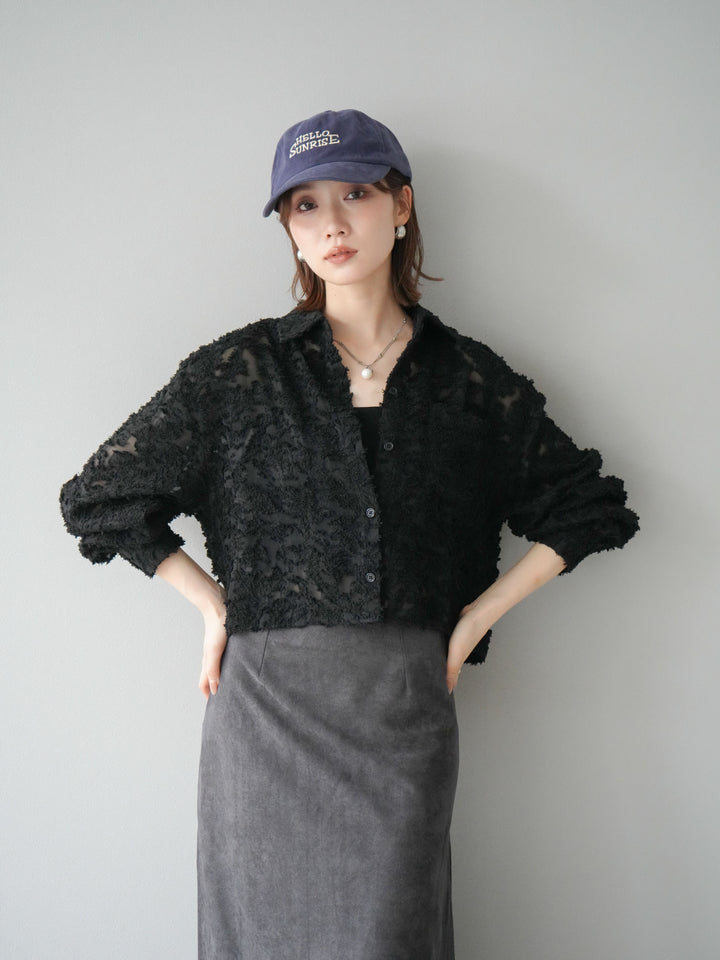 [予約]ジャガードショートシャツ/ブラック