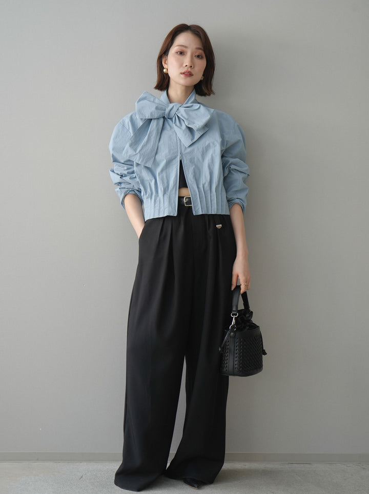 [SET]ボウタイ裾プリーツライトジャケット+ボウタイ裾プリーツライトジャケット(2set)