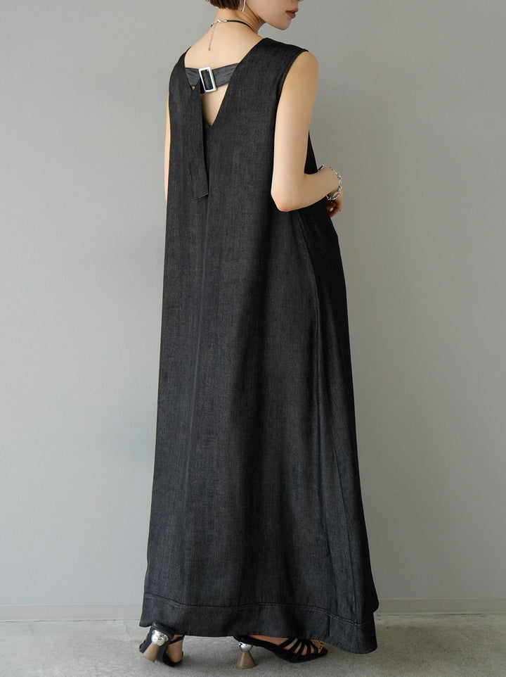 [Pre-order] Tencel Denim A-line Dress/Black