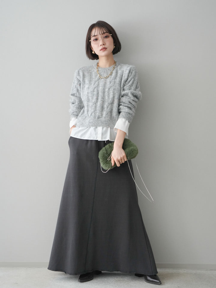 [SET]スウェットフレアロングスカート+スウェットフレアロングスカート(2set)