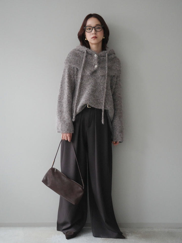 [SET]バラクラバSETニットプルオーバー+ベルトループデザインワイドパンツ(2set)