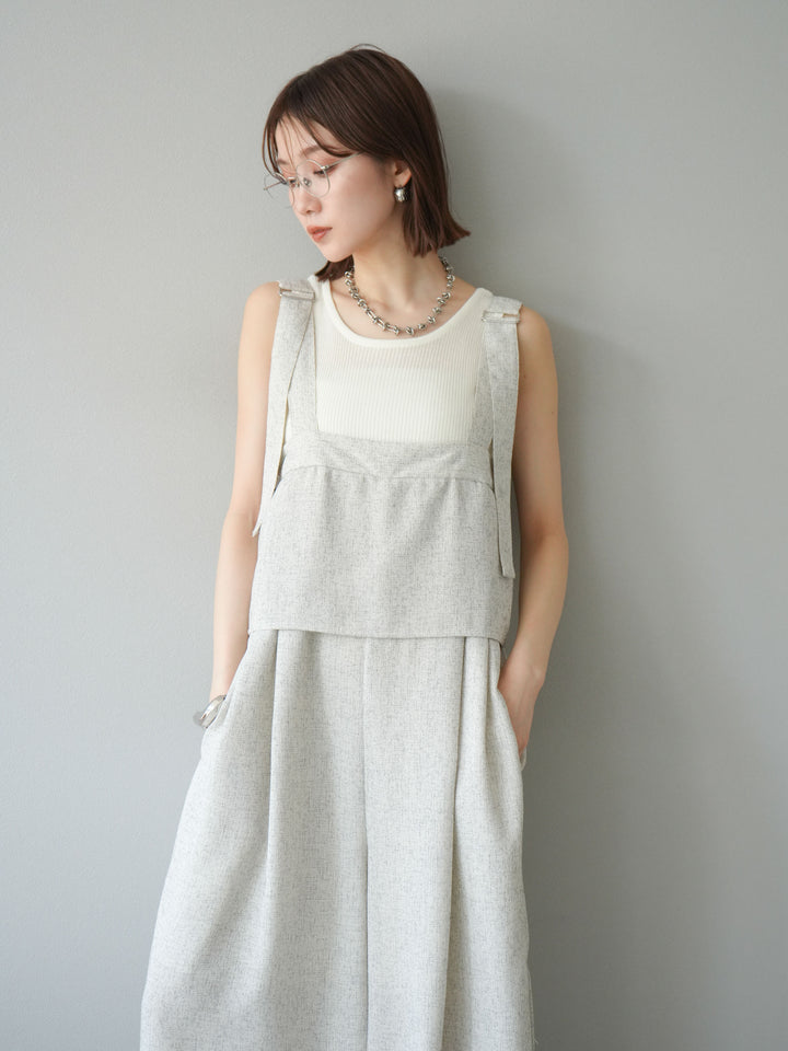 [予約]サマーツイードケープサロペット/アイボリー