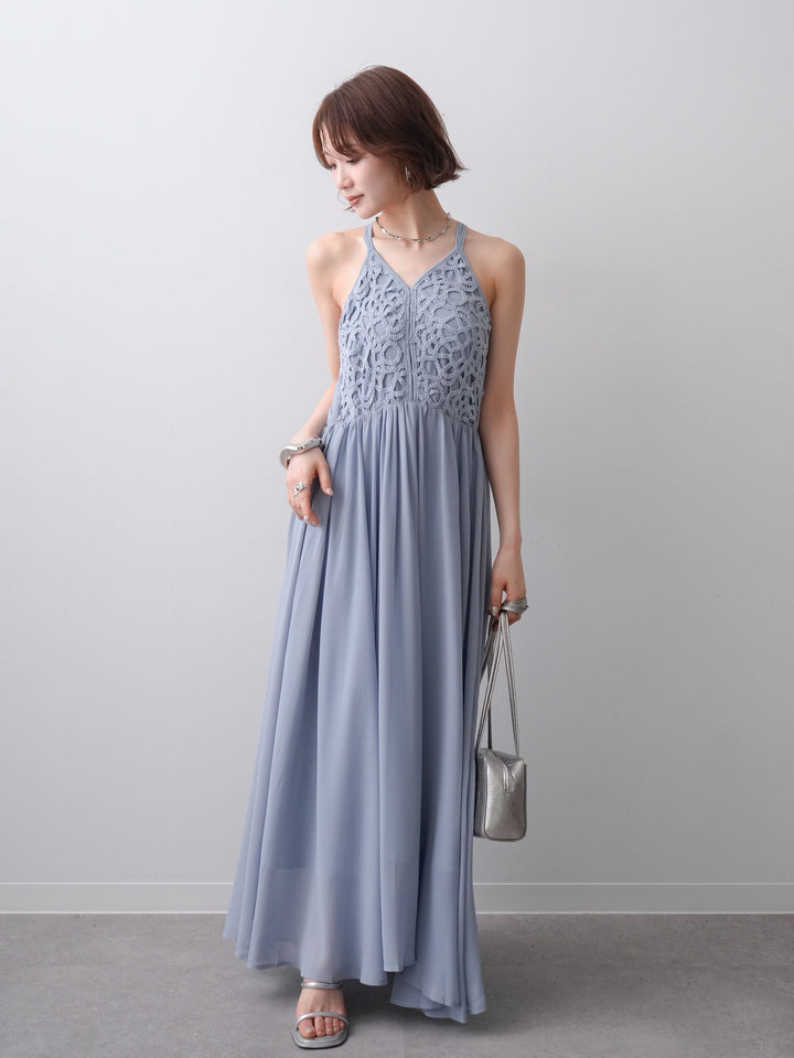 [SET]クロシェシフォンキャミワンピース+クロシェシフォンキャミワンピース(2set)