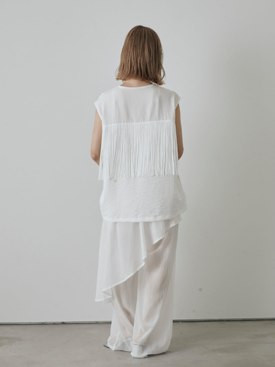 [予約]シアーワッシャーラップデザインパンツ/ホワイト