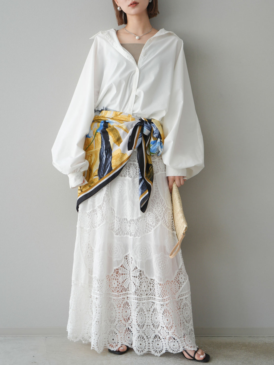 [預購] 鉤針長裙/白色