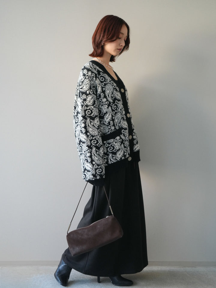 [予約]配色パイピングIラインスカート/black