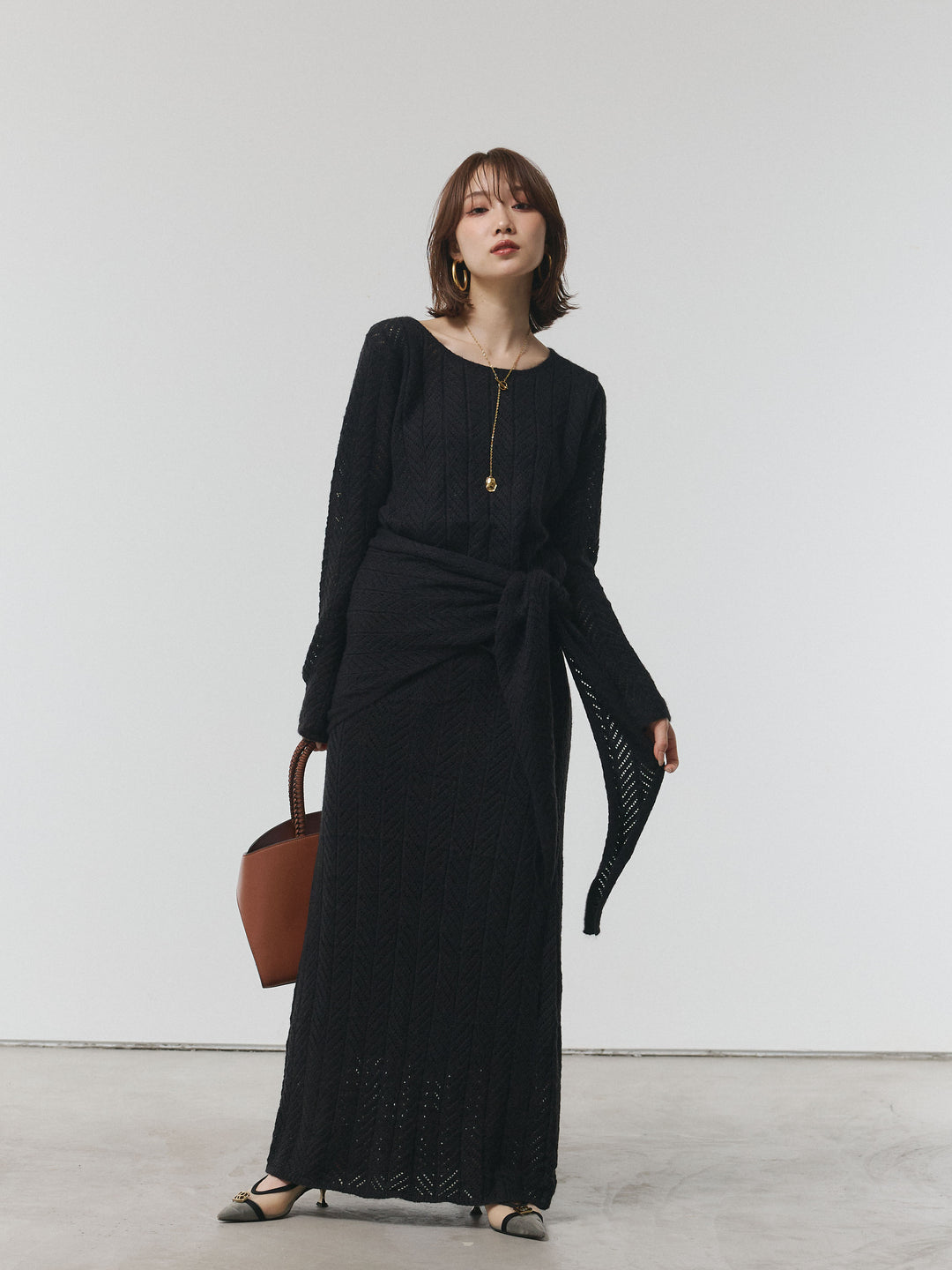 [SET]透かし編みニットトップス＆スカート3SET