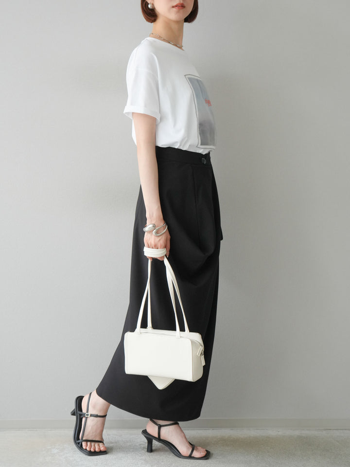 [予約]ドレープデザインスカート/ブラック