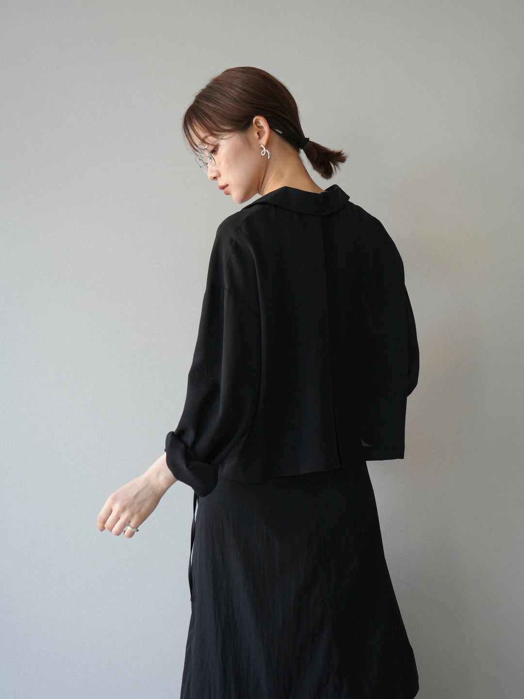 [予約]レーヨンライクショートジャケット/ブラック